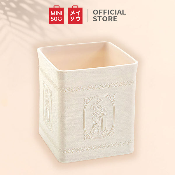 MINISO Kotak Penyimpanan Serbaguna Tempat Alat Tulis Pena Brush Makeup Kosmetik Storage Box Motif Relief Ukuran Kecil