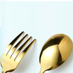 MINISO Set Sendok Garpu 2 Pcs Traveling Travel Peralatan Makan Tableware Portable Alat Stainless Steel Alat Makan Set Cutlery Stainless Anak Dewasa Fork Spoon Dapur Berkualitas High Quality Premium Simple Warna Emas Premium
