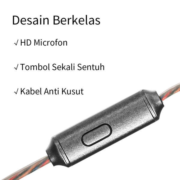 MINISO Earphone / Earbud In Ear / Headphone / Headset dengan Mic Answer Call Hp Lucu In Ear Kabel Gaming Android Suara Jernih Stereo Noise Cancelling Bass Metal Warna