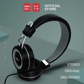 MINISO Headset Earphone Headphone Model Bando Over On Ear Full Bass Super Kabel Lipat Reduksi Kebisingan Audio Quality Portable Cewek Anak Pria Lucu Simple Original