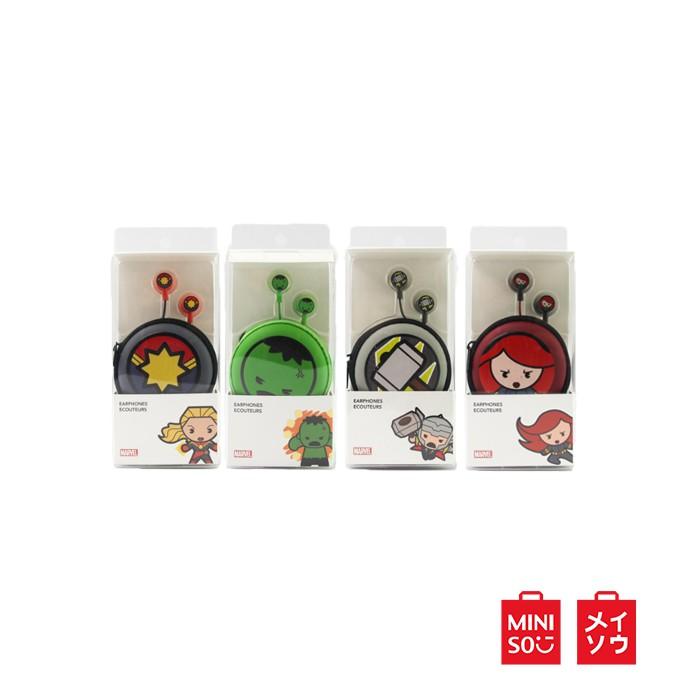 MINISO Marvel Earphone In Ear / Earbud / Headset / Headphone Hp Lucu Kabel Gaming Android Warna Stereo Noise Cancelling With Mic Mikrofon Jawab Akhiri Panggilan Bass Dengan Tempat Tas Earphone