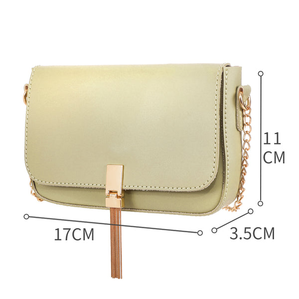 MINISO Tas Selempang Wanita / Sling Bag / Tas Bahu Cewek Pesta Rantai Logam Model Terbaru 2020 Import Kulit PVC Wanita Remaja Anak Perempuan Kekinian Polos Simple Elegan Rumbai Tassel Lucu