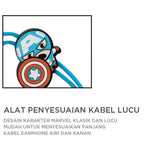 MINISO Marvel Earphone In Ear / Headset / Earbud / Headphone Hp Karakter Lucu Kabel Gaming Android Warna Stereo Noise Cancelling Bass With Mic Mikrofon Jawab Akhiri Panggilan Penyesuaian Kabel