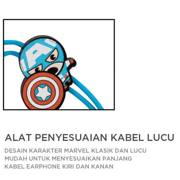 MINISO Marvel Earphone In Ear / Headset / Earbud / Headphone Hp Karakter Lucu Kabel Gaming Android Warna Stereo Noise Cancelling Bass With Mic Mikrofon Jawab Akhiri Panggilan Penyesuaian Kabel