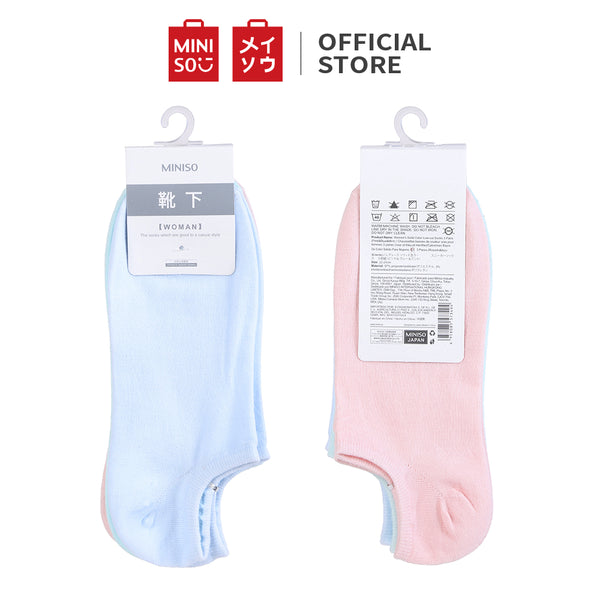 Miniso Kaos Kaki Wanita 3 Pairs, Women’s Solid Color Low-cut Socks