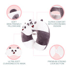 MINISO We Bare Bears Bantal Leher Tidur Bantal Sandar Kepala Bentuk V Travel Neck Pillow