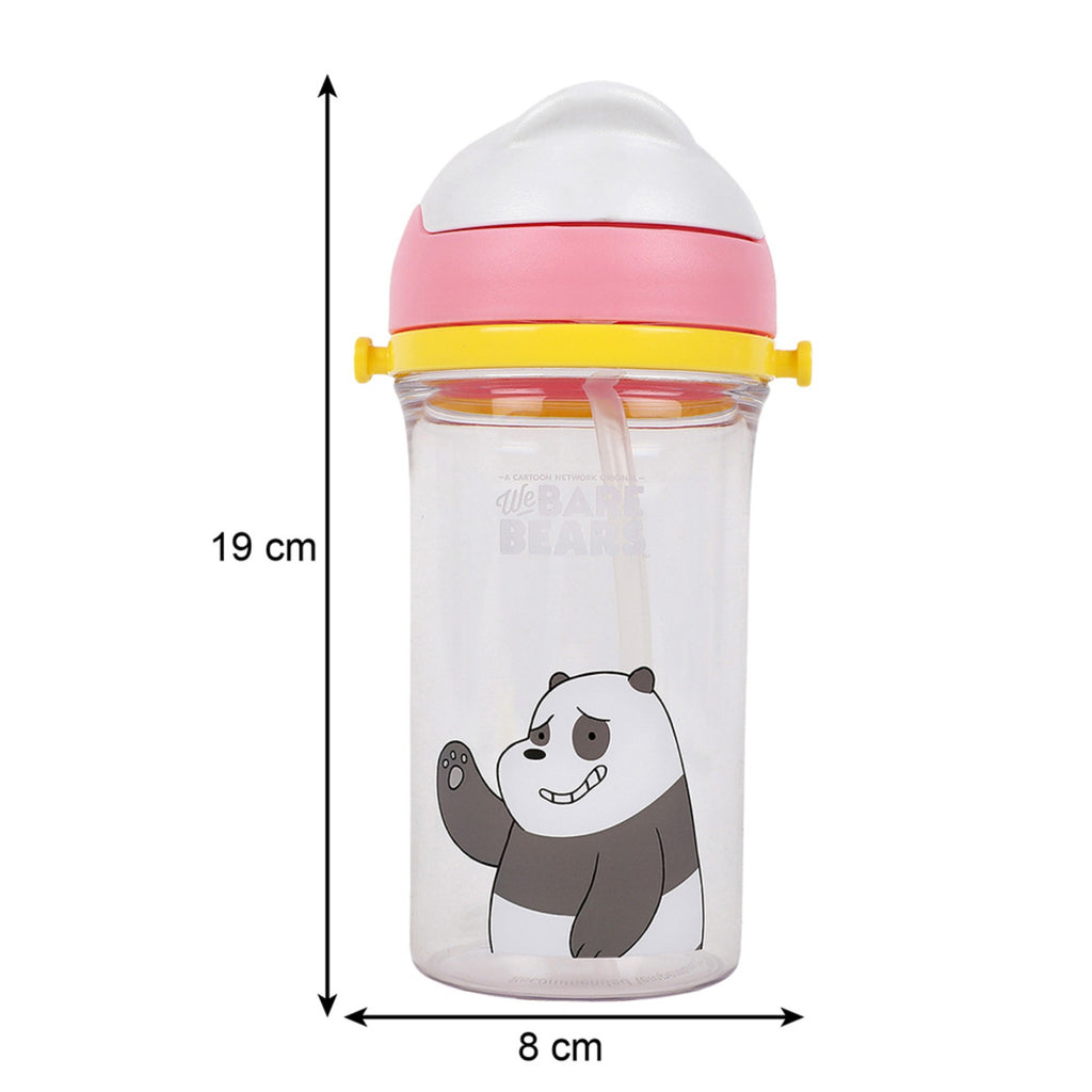 MINISO Botol Minum Air Plastik Sedotan We Bare Bears Lucu Anak 400ml