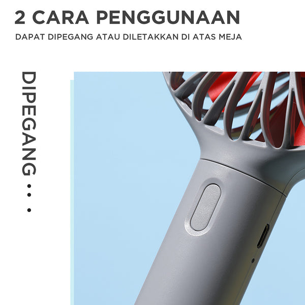 MINISO Kipas Angin USB Praktis yang Dapat Disesuaikan, Dapat Diisi Ulang dengan Sedikit Baling-Baling, Ringan, Tampilan Fashion, Baterai Isi Ulang