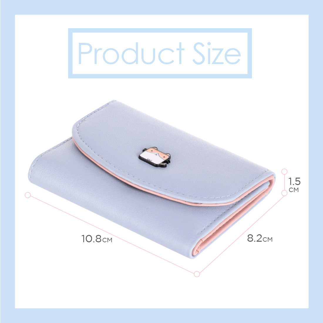 MINISO Dompet Wanita Kecil Lipat Tas Mini Pendek Tempat Kartu Dan Uang Koin Wallet Organizer Anak Perempuan Remaja Cewek Kulit PU Lucu Karakter Kasual