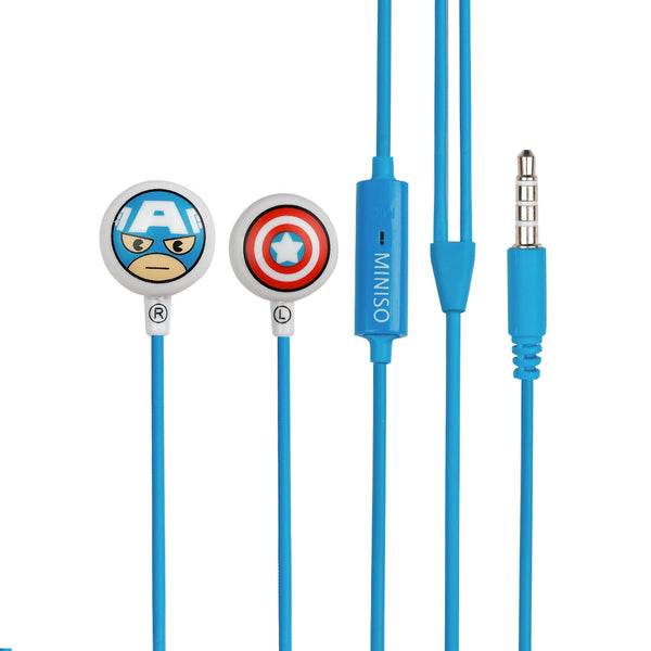 MINISO Marvel Earphone In Ear / Headset / Earbud / Headphone Hp Lucu Kabel Gaming Android Warna Stereo Noise Cancelling Bass With Mic Mikrofon Jawab Akhiri Panggilan