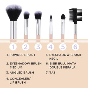 MINISO Brush Make Up Kuas Kosmetik Set 7 Pcs Powder Blending Brush Spons Alat Kecantikan Bedak Beauty Blush Alis Bulu Mata Eyeshadow Blender Lembut Travel Kit Foundation Rias Wajah Lengkap Peralatan Dandan Profesional Bulu Halus Tool Cosmetic Wanita
