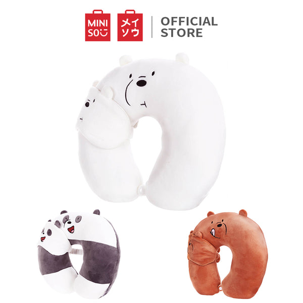 MINISO We Bare Bears Bantal Leher Tidur Bantal Sandar Kepala Bentuk V Travel Neck Pillow