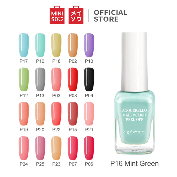 MINISO 11ML Cat Kuku Kutek Glossy Peel Off Dapat merobek cat kuku Kutek Gel Nail polish, Poles Pewarna Wanita, Nail Polish Assorted Colours
