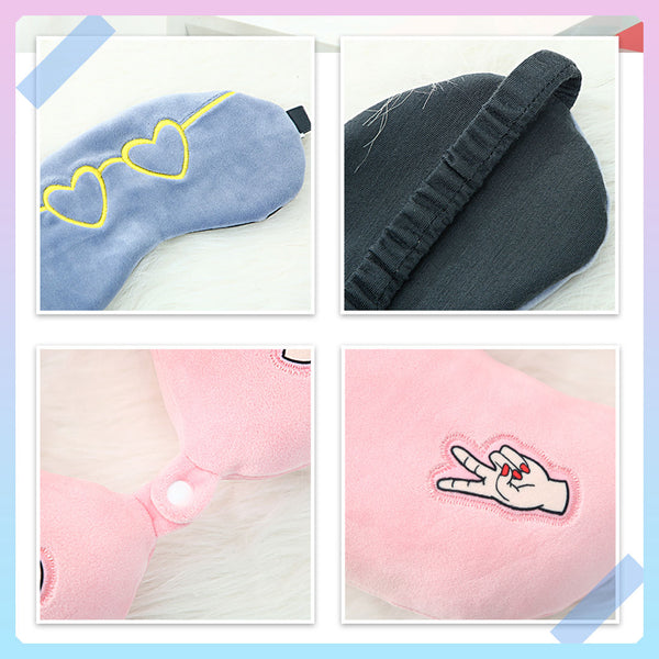 MINISO Bantal Leher Dengan Penutup Mata Eye Mask U Pillow 2 in 1