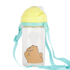 MINISO Botol Minum Air Plastik Sedotan We Bare Bears Lucu Anak 400ml