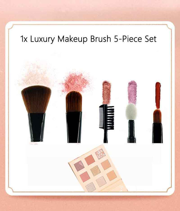 Miniso Official Kuas Foundation Luxury Makeup Brush 5-Piece Set Beauty Brush Hot Sell Brush Bahan Kulit