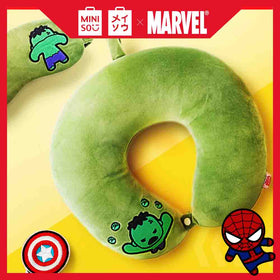 MINISO MARVEL Bantal Leher + Penutup Mata, Travel Pesawat U-shaped Neck Pillow + Eye Mask, Bantal Leher Bantal Kepala Spider man / Iron Man / Hulk / Captain America / Thor / Captain Marvel