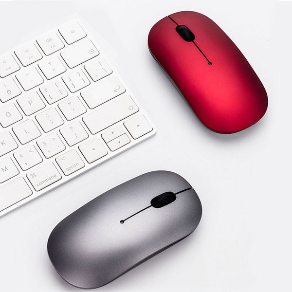 MINISO Mouse Wireless Mouse Bluetooth Laptop Slim Tipis Destop Komputer Dengan Receiver USB untuk PC Dpi Universal Premium - Perak