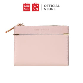 MINISO Dompet Wanita Kecil Lipat Pendek Tas Tempat Kartu Dan Uang Kecil Mini Wallet Organizer Anak Perempuan Cewek Zipper Resleting Kulit PU Sintetis Terbaru Import Lucu Polos Simple Kasual Minimalis Dasar
