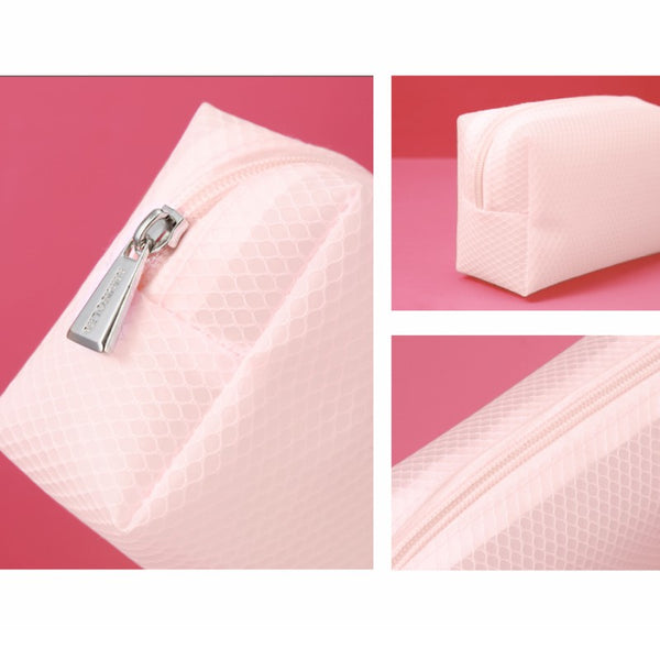 MINISO Tas kosmetik persegi bahan jala buram Storage Bag Tas Set Tas Perlengkapan Mandi Tahan Lama