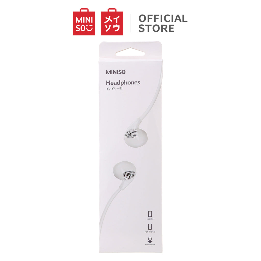 MINISO Headset Earphone Kabel Earbuds In Ear Headphone Classic Klasik Stereo Extra Bass Musik Noise Cancelling Awet Universal Dengan Mic Mikropon Microphone Volume Control Jawab Akhiri Panggilan Musik Hp Laptop PC Original Bass Gaming Wanita Pria Simple M
