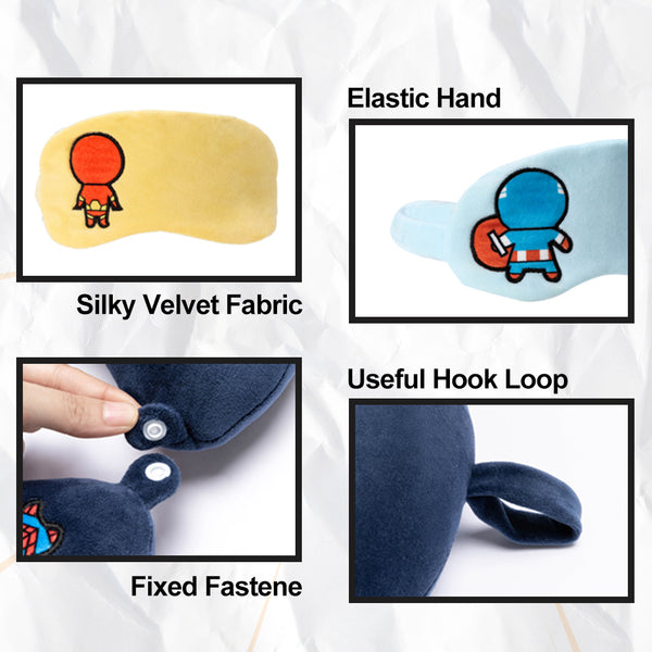 MINISO MARVEL Bantal Leher + Penutup Mata, Travel Pesawat U-shaped Neck Pillow + Eye Mask, Bantal Leher Bantal Kepala Spider man / Iron Man / Hulk / Captain America / Thor / Captain Marvel