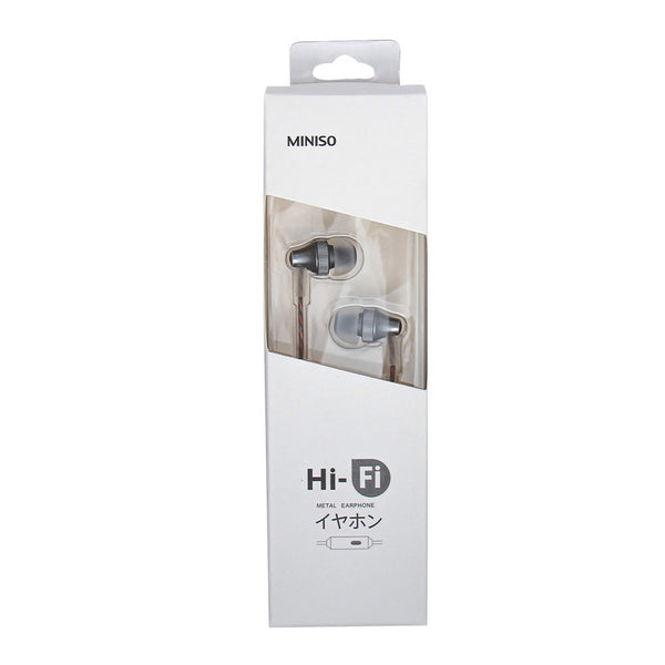 MINISO Earphone / Earbud In Ear / Headphone / Headset dengan Mic Answer Call Hp Lucu In Ear Kabel Gaming Android Suara Jernih Stereo Noise Cancelling Bass Metal Warna