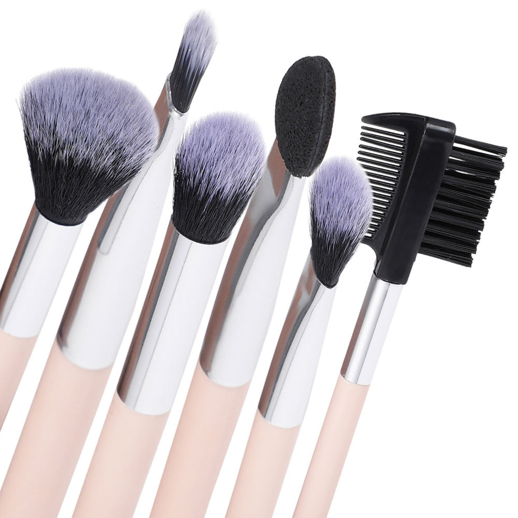 MINISO Brush Make Up Kuas Kosmetik Set 7 Pcs Powder Blending Brush Spons Alat Kecantikan Bedak Beauty Blush Alis Bulu Mata Eyeshadow Blender Lembut Travel Kit Foundation Rias Wajah Lengkap Peralatan Dandan Profesional Bulu Halus Tool Cosmetic Wanita