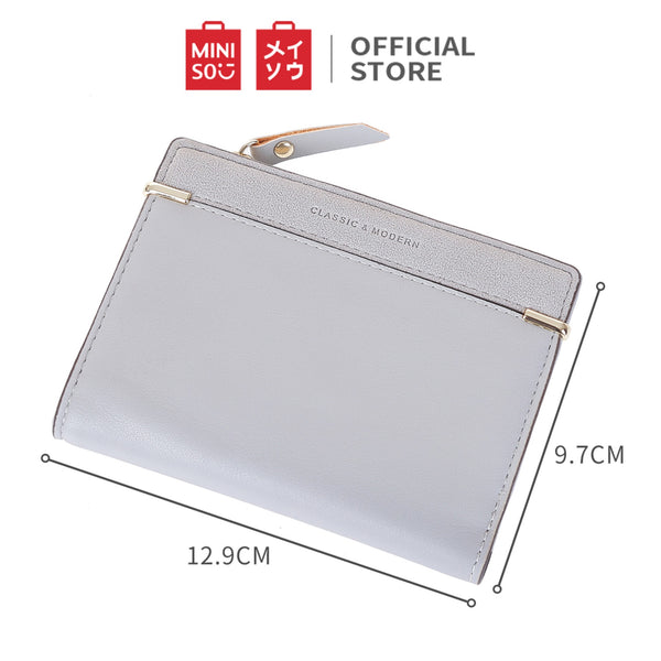 MINISO Dompet Wanita Kecil Lipat Pendek Tas Tempat Kartu Dan Uang Kecil Mini Wallet Organizer Anak Perempuan Cewek Zipper Resleting Kulit PU Sintetis Terbaru Import Lucu Polos Simple Kasual Minimalis Dasar