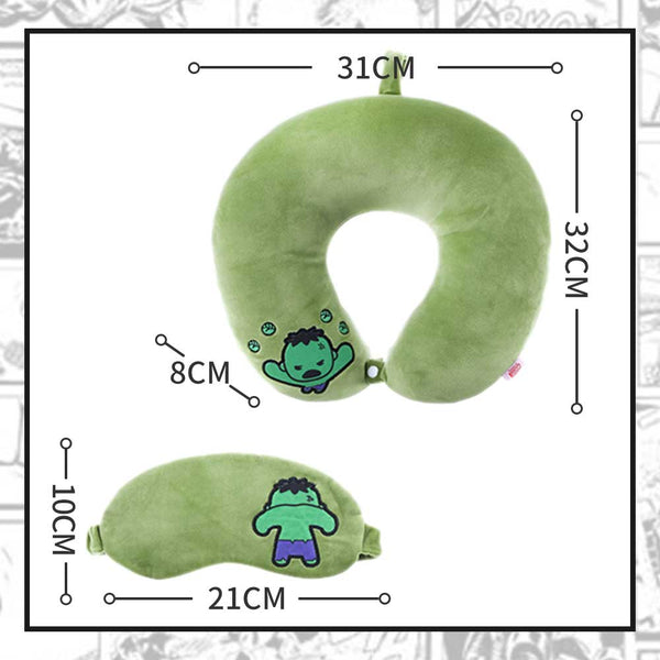 MINISO MARVEL Bantal Leher + Penutup Mata, Travel Pesawat U-shaped Neck Pillow + Eye Mask, Bantal Leher Bantal Kepala Spider man / Iron Man / Hulk / Captain America / Thor / Captain Marvel