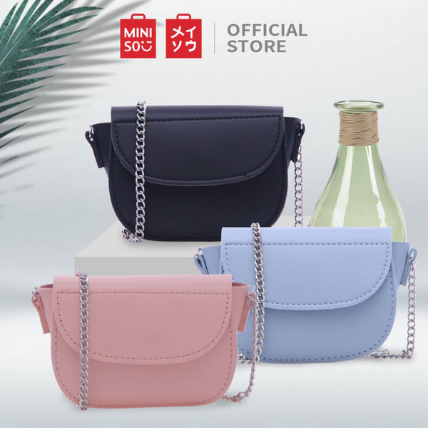 MINISO Tas Selempang Wanita Kecil /Sling Bag Mini / Tas Bahu Cewek/ Tas Lipstik Kulit PVC Wanita Remaja Anak Perempuan Pesta Rantai Logam Model Terbaru 2020 Import Kekinian Lucu Polos Simple