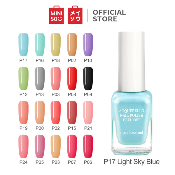 MINISO 11ML Cat Kuku Kutek Glossy Peel Off Dapat merobek cat kuku Kutek Gel Nail polish, Poles Pewarna Wanita, Nail Polish Assorted Colours